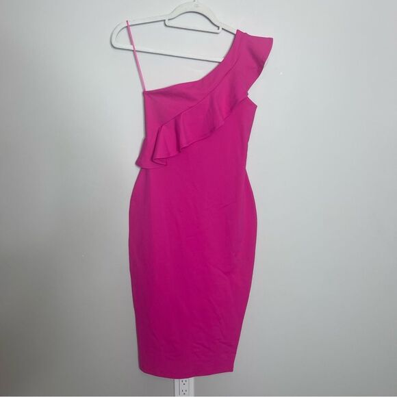 Susana Monaco One Shoulder Ruffle Trim Dress Size XS NEW - Picture 4 of 7